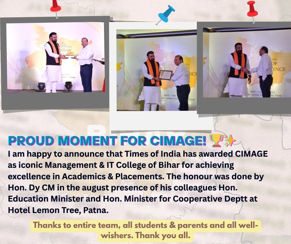 CIMAGE Honoured as Iconic Management & IT College of Bihar by The Times of India